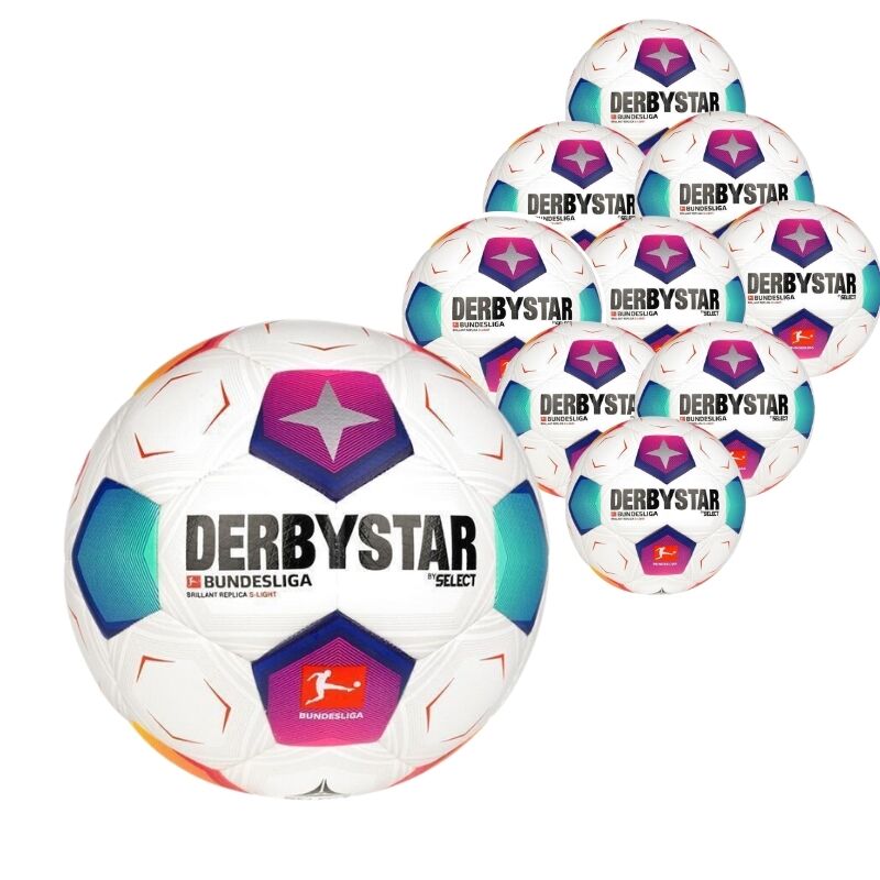 10er Ballpaket Derbystar Bundesliga Brillant Replica s-light v23 weiß/bunt 4 10er Ballpaket Derbystar Bundesliga Brillant Replica s-light v23 weiß/bunt 4