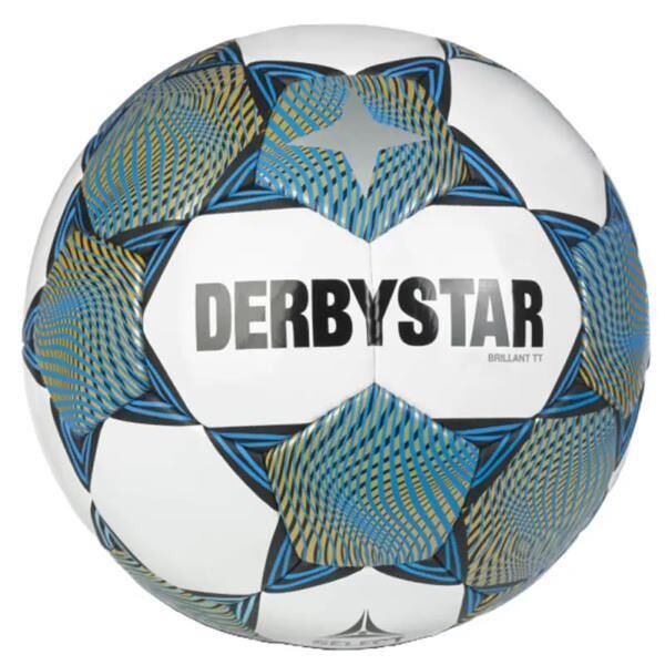 Derbystar Fussball-Brillant TT v23 Sonderedition Trainingsball weiss/blau/gold 5