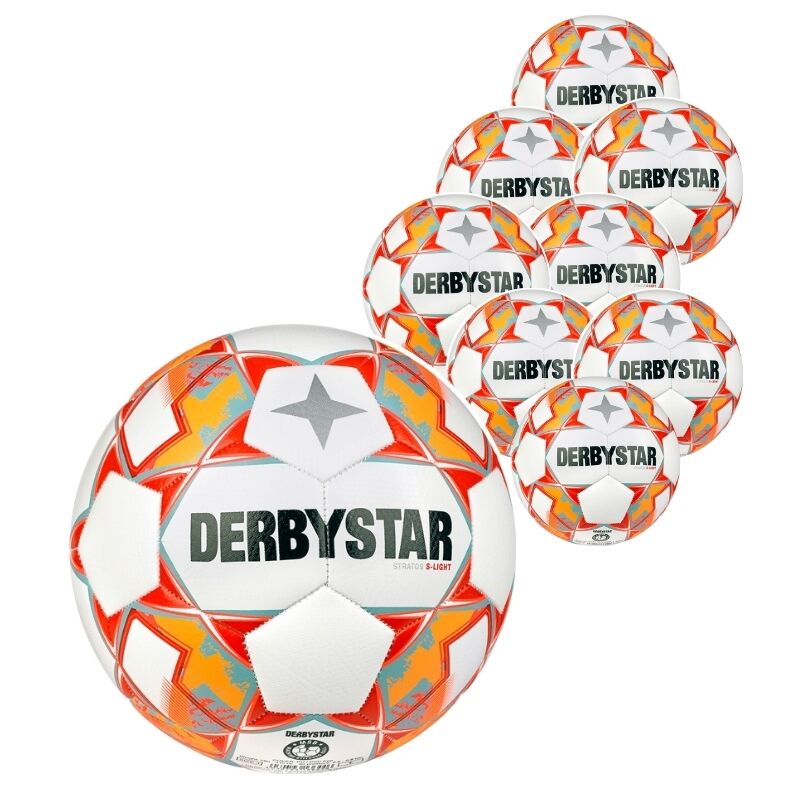 10er Ballpaket Derbystar FB Stratos TT v23 Trainingsball s- light 5 weiß/blau/orange