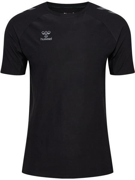 HUMMEL hmlCIMA 2.0 JERSEY S/S - BLACK MELANGE - 2XL