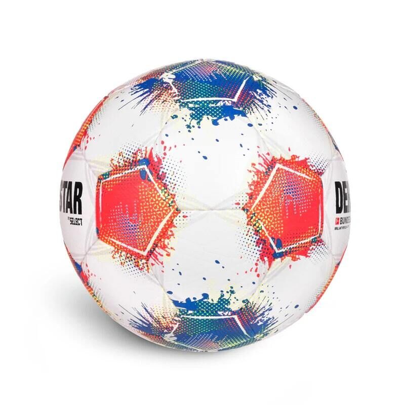 10er Paket Derbystar Bundesliga Brillant Replica Light v25 Trainingsball weiß/blau/rot 4