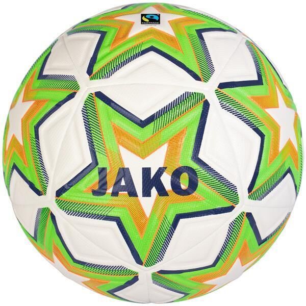 JAKO Trainingsball World 12 Panel, Hybrid, 5, weiß/neongrün/marine