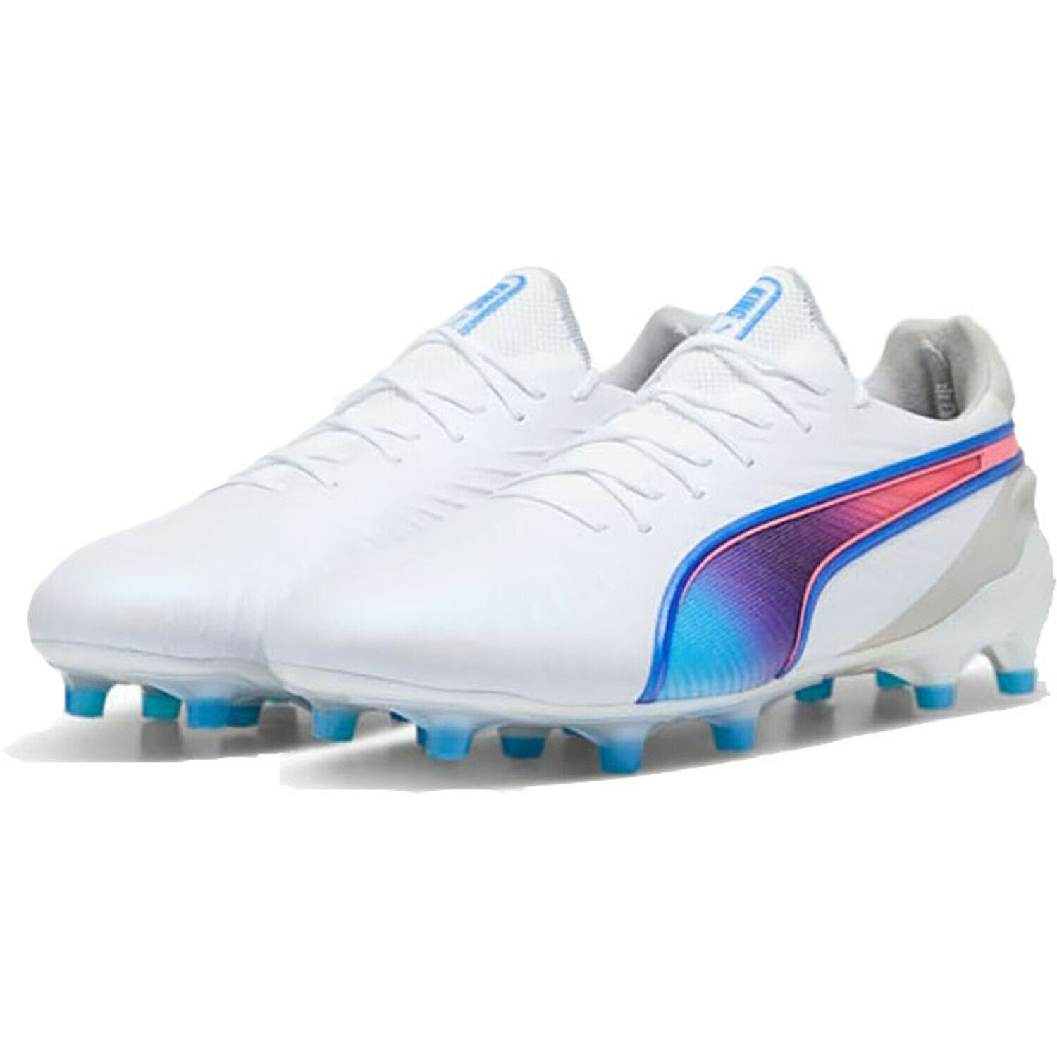 Puma King Ultimate FG/AG Fussballschuhe puma white-bluemazing-flat light gray-sunset glow 41
