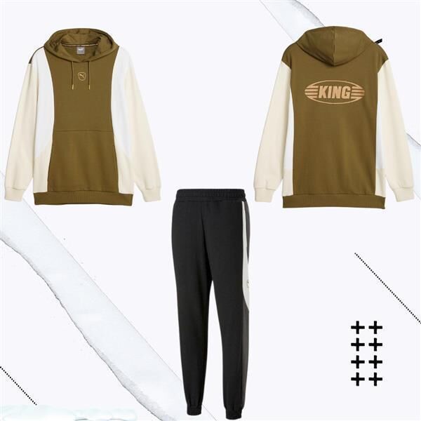 Puma King Kollektion Set Olive drab-aplpine snow L schwarz/grau S