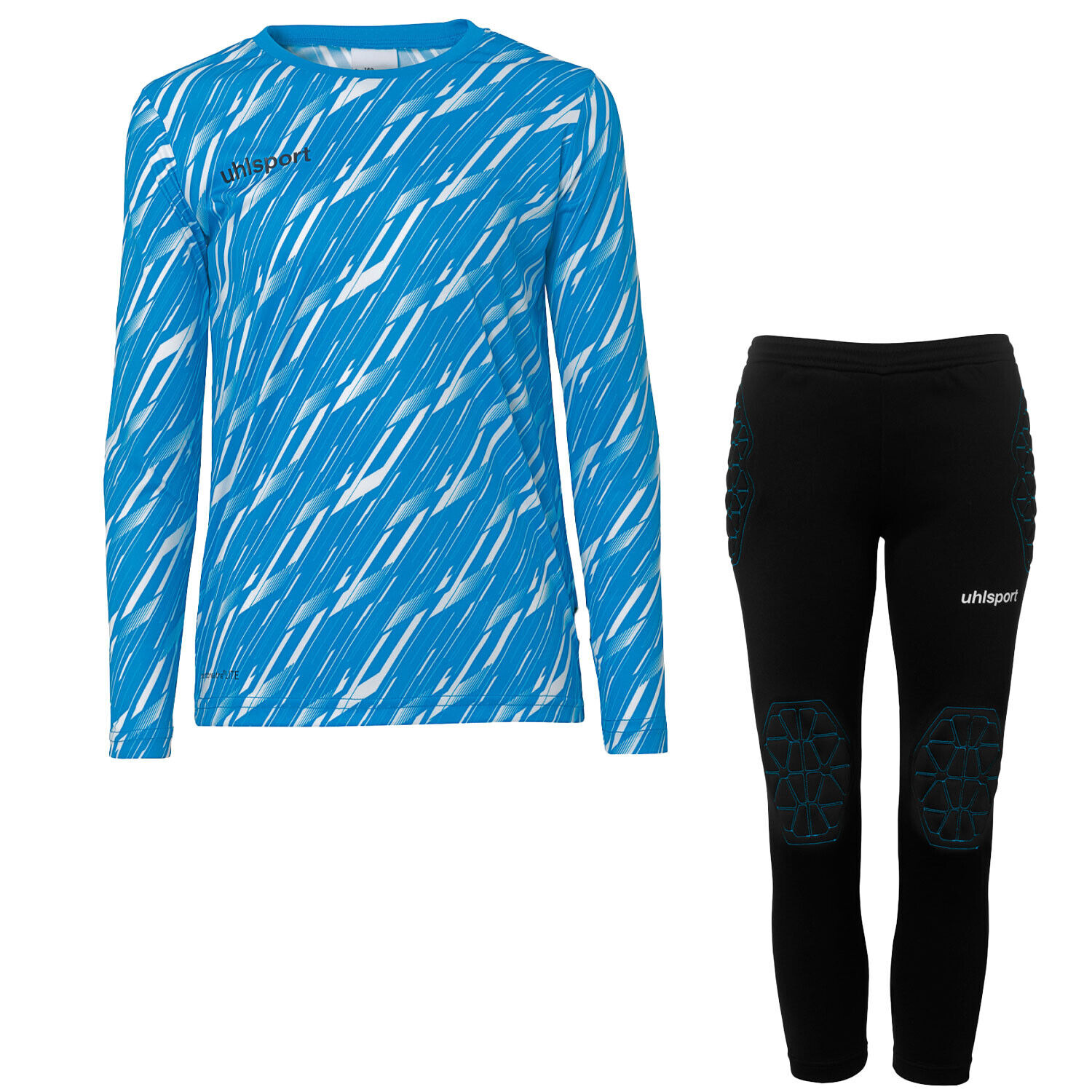 Progressive Goalkeeper Set langarm Kinder cyan/weiß 140